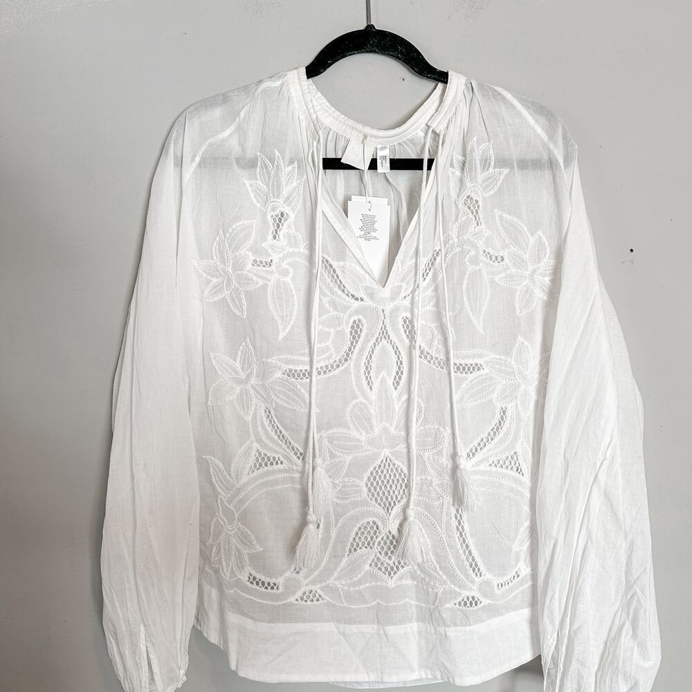 H&M Boho White Tunic Blouse Top NEW 8